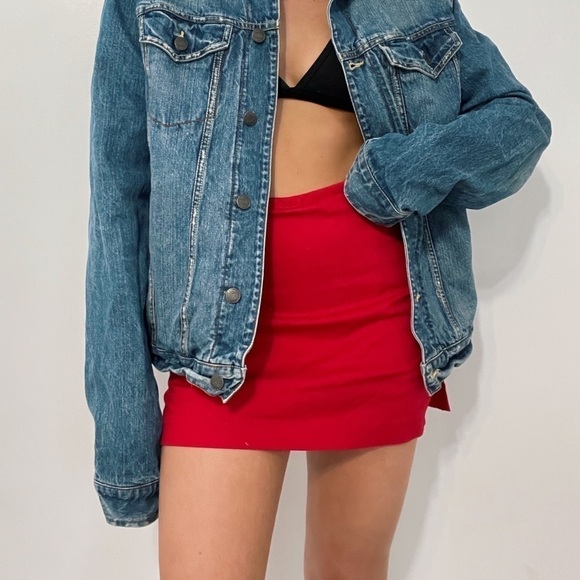 💫 VINTAGE | Sporty Red Spandex Micro Mini Scort Skirt - Picture 1 of 7